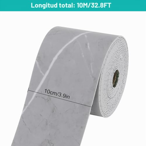 Rodapié flexible de PVC gris mármol autoadhesivo de 10cm x 10m para pared 7