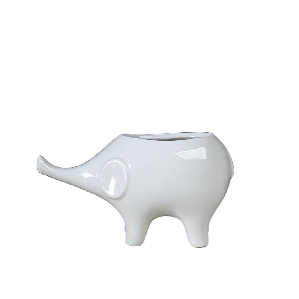 GELASIGE Flower Pots Cute Animal Elephant Succulent Flowerpot, Simple And Creative Desktop Ornaments, Plant Decorative Ceramic Flowerpot Outdoor Flower Pots