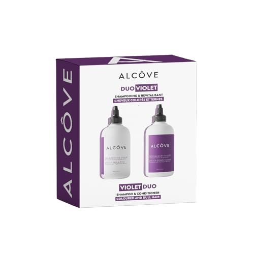 Alcôve - Violet Shampoo & Conditioner Duo - Blonde and Colored Hair - Sulfate-Free - Neutralize Yellow and Brassy Tones - Evening Primrose Oil - Mango Extract - Argan Oil - Color-Safe - 10oz