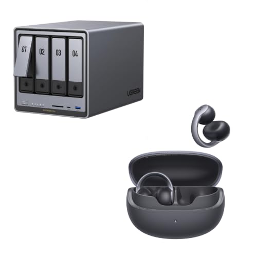 UGREEN NAS DXP4800 Pro 4-Bay Bundle ClipBuds Pro2 Open Ear Earbuds Clear Calls AI Translation