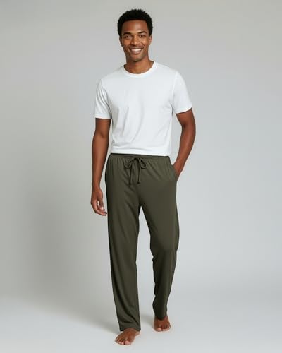 Image of Real Essentials 3 Pack: Men's Pajama Pants Soft PJ Lounge Bottoms Loungewear Pijamas Elastic Waist Pockets (Big and Tall)