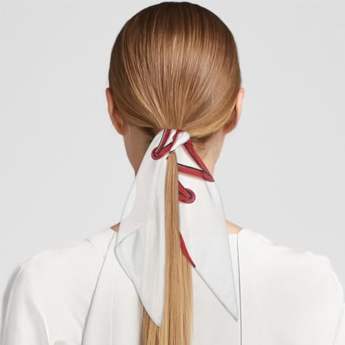 Square Head Scarf Red Baseball Laces Bandana Silk Feel Like Hair Wrap Shawl Lightweight Scarves Fashion Accessories for Women Girls2