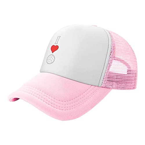 PAUPPY I Heart Love Volleyball Vertical Volleyball Player Gifts Pink Boys Girls Baseball Cap Unisex Fashion Cotton Hat2