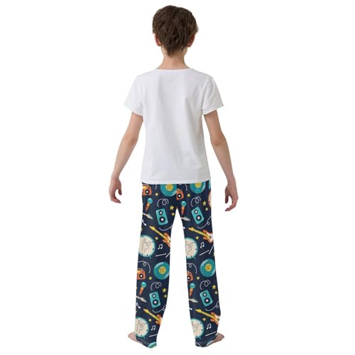 Retro Musical Rock Instruments Boys Pants for Kids Jogger Pants with Pockets S-XL3