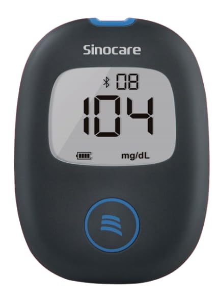 Sinocare Safe AQ Air Blutzuckermessgerät, einfaches und großartiges Blutzuckertest-Set mit Bluetooth und App, mit 100 Teststreifen und Lanzetten, in mg/dl