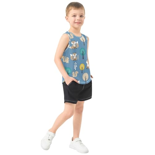 J JOYSAY Animal Raccoon Blue Boys Tank Top Sleeveless Muscle Shirts Quick Dry Active Workout Sport Kids T-Shirts 3-15T4