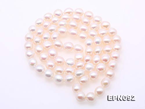 Jyx Pearl Long Strand Necklace 9-10Mm Natural White Baroque Freshwater Pearl Necklace Endless Sweater Necklace 34" #TOP6