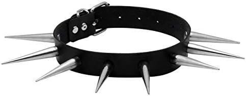 Manfnee 1PCS Punk Gothic Collar PU Leather Spike Studded Vintage Choker Necklace for Men Women Black