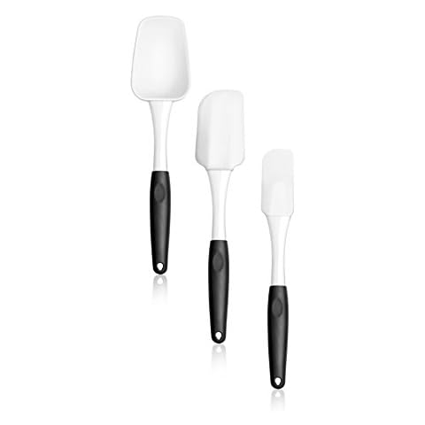 Artaste 43082 3-Piece Silicone Spatulas Set, Black/White, 10-Inch Cover