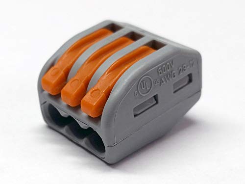WAGO 222-413 3 Conductor Terminal Block with Levers, 4mm Maximum (100 pieces), 100 pack
