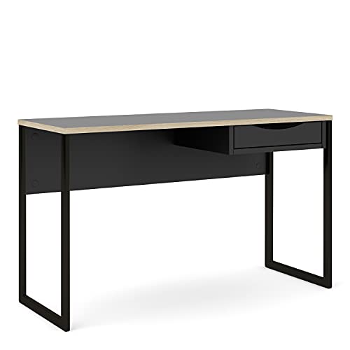 Furniture To Go Escritorio, Negro con Borde de Roble, Talla única