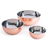 Kings County Tools Copper Mixing Bowls - 3 Piece Bowl Set for Cooking, Baking, Serving, and Prepping - Copper Stainless Steel Mixing Bowls - Nesting Bowls - Kitchen Essentials