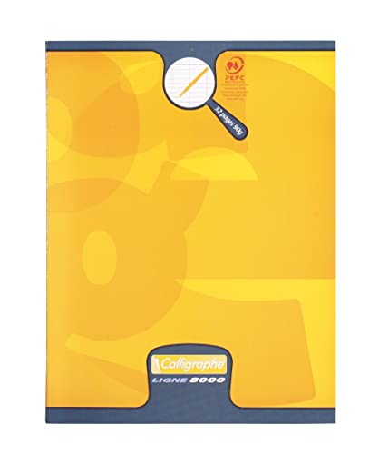 Calligraphe 108702AMZC Set of 6 Yellow Stapled Writing Notebooks (Clairefontaine Brand) - 17x22cm - 32 Seyes Ruled Pages 2.5mm Enlarged 10/10 - White Paper 90g