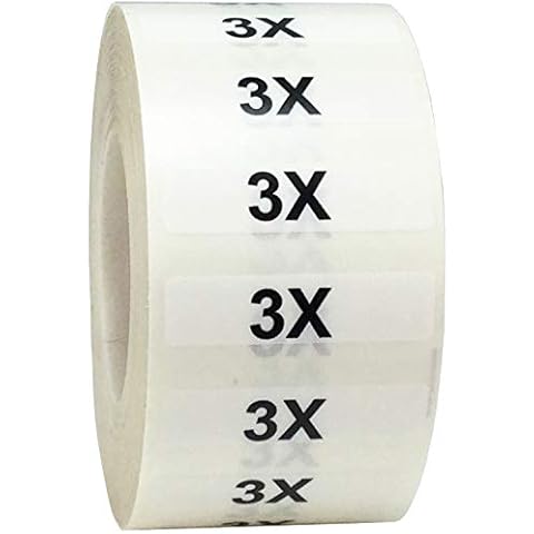 InStockLabels Clothing Size Stickers, 3X- 1.25" x 5" (125 Labels/Roll) - Clothing Labels for Boutique Supplies, Size Labels for Clothing Tags, Packing Labels for Retail & Thrift Stores Cover