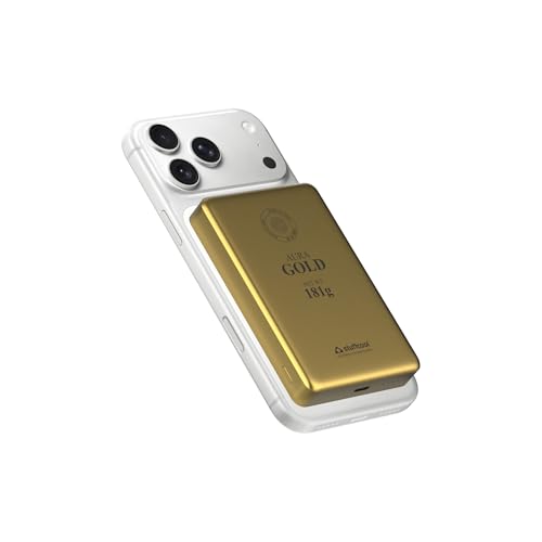 Image of Stuffcool Aura 10000mAh Magnetic Wireless Powerbank 15W Compatible with iPhone Samsung Pixel 20W PD Fast Charging Gold Colour BIS Certified