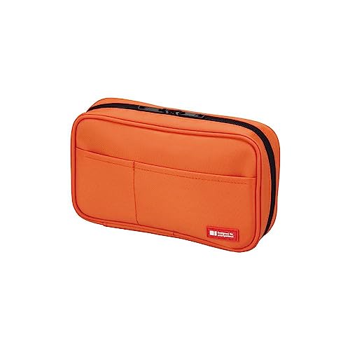 Image of LIHIT LAB Large Capacity Zipper Pencil Case For School Office College, Big Capacity 4 Compartments Pencil Bag Holder Adults Teen Boys Girls, Travel Cosmetics Storage, Orange (A7551-4)