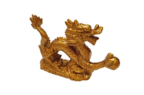 Estatua Feng Shui Dragón Dorado para Suerte y Éxito miniatura 3