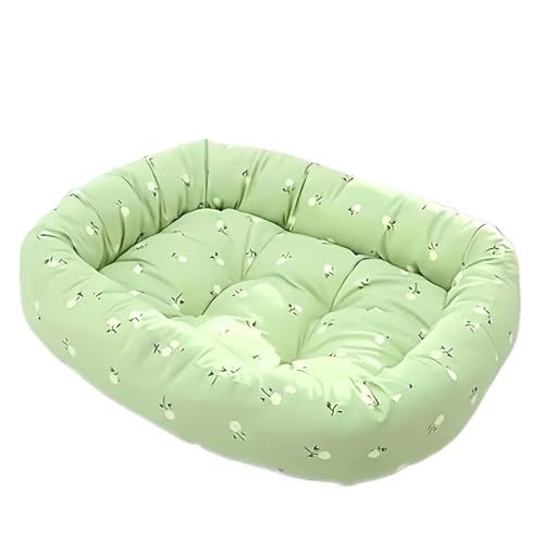田園風フローラル柄ペットソファベッド - 猫と犬のための高弾力性と厚みのある快適さ(Green,60)