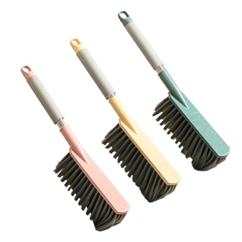 GANAZONO 3 Piezas Cepillo de Cerdas Suaves con Mango para Limpieza de Camas y Sofás Multiusos para Polvo y Muebles y Mantas de Colores Surtidos para Hogar