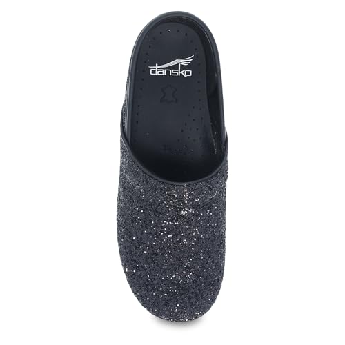 Image of Dansko Professional Glitter Slip-On Clogs for Women - Rocker Sole and Arch Support for Comfort - Shiny and Stylish Glitter Uppers