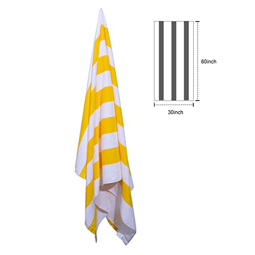 Another Choice Striped Beach Towel 4 Packs,30"X60" Absorbent Cotton Packable Ultra Soft Pool Towel Quick Dry(Yellow, 4) #TOP2