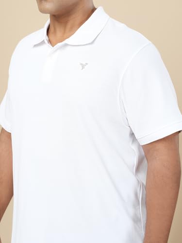 Image of TECHNOSPORT Men's Solid Slim Fit Polo Collar T-Shirt MATPIQ Half Sleeve Button Polyester for Gym Golf Casual Anti Odour UPF50+