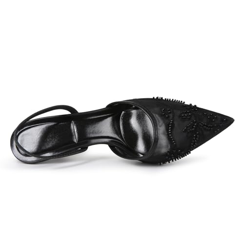Image of Fashion Mesh Slingback Pumps Shoes for Women Ankle Strap Pointed Toe Pumps