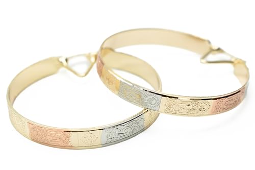 Tri Tone Three Color Hoops: Rose Gold, Silver & Yellow Gold Earrings4