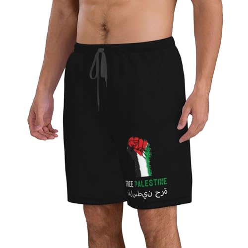 Free Palestine Men's Casual Board Shorts - Elastic Waist Drawstring Swim Trunks Swimwear Bathing Suits,2