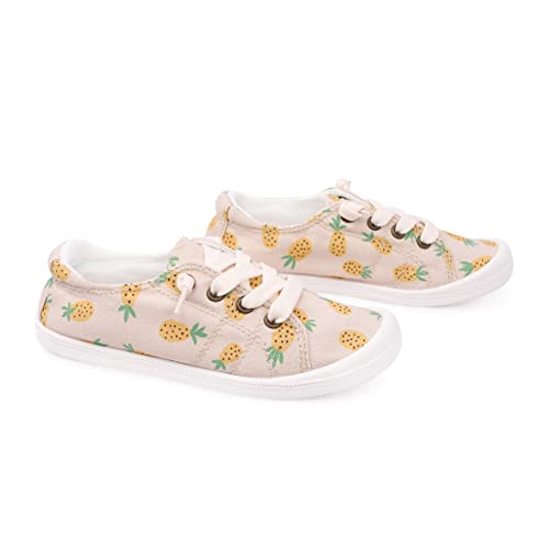 Boy And Girl Slip On Canvas Sneaker, Kids Low Top Casual Fashion Shoes, Comfy Lace Up Walking Shoes (12, Pineapple, 12) #TOP5
