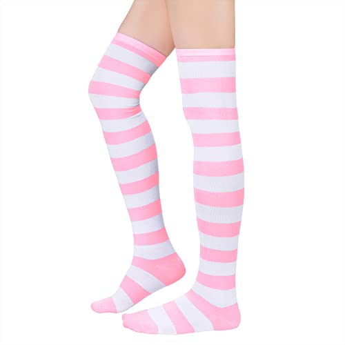 Image of Zando Womens Stripes Thigh High Socks Thigh Highs Casual Knee High Stockings
