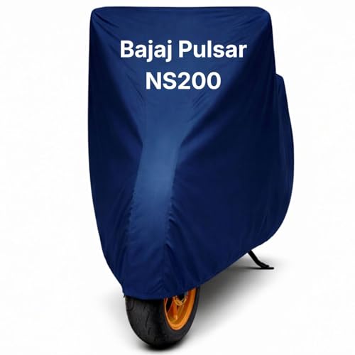 Image of Bike Body Cover for Bajaj Pulsar NS200 Waterproof & Dustproof Scooter Cover UV Resistant, Heat Resistant & All Weather Protection Heavy Duty Triple Stitched Two Wheeler Cover (Blue)