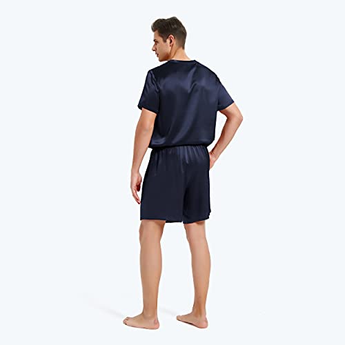 Mommesilk Silk Pajamas Shorts Set for Men 100% Pure Real Mulberry 19 Momme Silk Sleepwear Sleep Nightwear Cool Summer Soft4