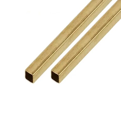 2Pcs Brass Square Tube - 6 * 6mm (0.039" Wall Thickness, 9.8" Length) - Solid Brass Hollow Square Tube for DIY, Craft, Structural Support, and Decorative Projects