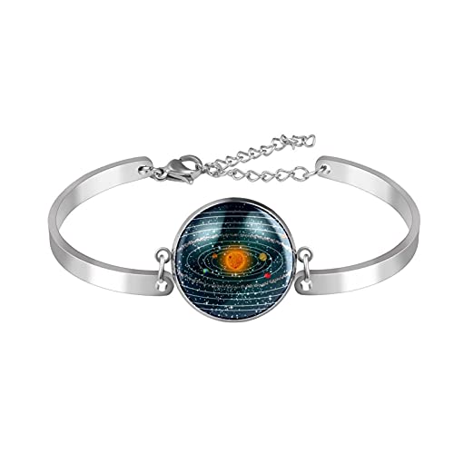 Preisvergleich Produktbild Verstellbares Armband mit einzigartigem Sonnensystem, Planet für Frauen, Edelstahl