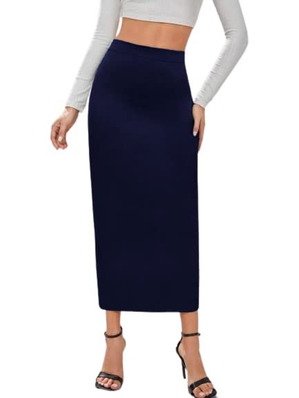 dream beauty fashion Casual Polyester Blend with Side Slit Black Skirt/Petticoat/Shapewear (Venue Skirt-2P)-picture-16