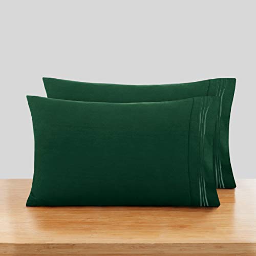 Nestl King Size Pillow Cases 2 PC â€“ Soft Pillow Cover â€“ Lightweight Hunter Green Pillowcase â€“ Microfiber King Size Pillow Case â€“ 20x40 Inches â€“ Envelope Closure - Pillowcases King Set of 2
