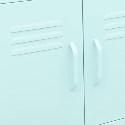 Miniatura 7 de Armario de almacenamiento de metal de acero con 4 ruedas y 1 estante ajustable, armario de almacenamiento de acero con 2 puertas para almacenamiento