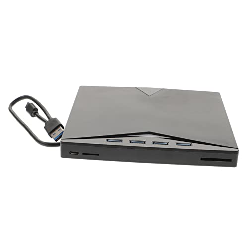 Lecteur DVD externe USB Type-C 3.0 noir avec fente pour carte mémoire pour PC portable