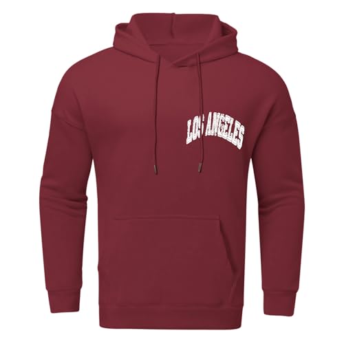 Mens Los Angeles Letter Print College Light Hoodies Vintage Winter Fall Lightweight Anime Pullover Tops for Mens Goth4