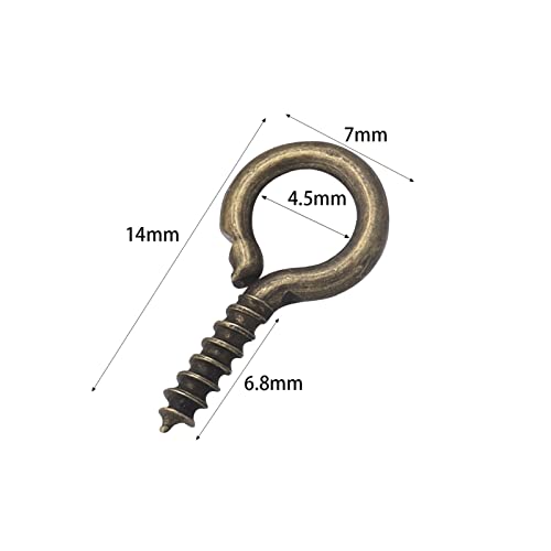 Linsoir Beads 200pcs Sturdy Metal Tiny Screw Eyes Pin Bail Peg 7X14mm Antique Bronze Tone