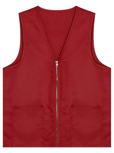 Kid Girls Boys Volunteer Vest Sleeveless V Neck Waistcoat with Pockets for Supermarke Waiter3