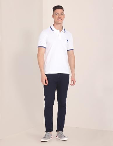 Image of U.S. Polo ASSN. Solid Slim Fit Polo T Shirts for Men - 100% Cotton, Half Sleeves Mens Tshirt