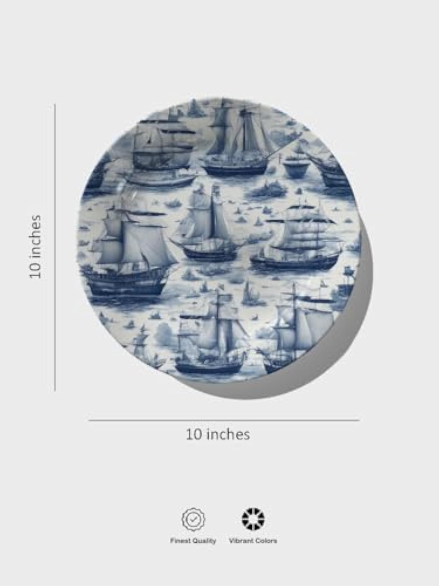 Nautical Toile de Jouy Decorative Wall Plates, Gift Set