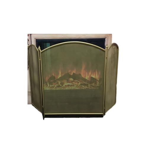 Pantalla de chimenea decorativa YFWOKSL con cubierta protectora de hierro 2