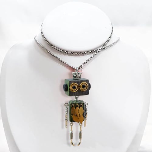 Collier ras du cou robot en bois avec chaîne de clavicule punk réglable - 4