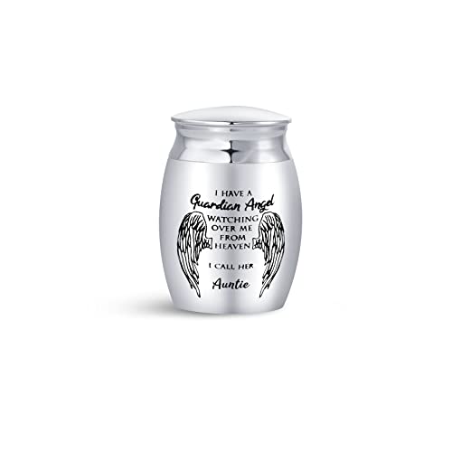 Mini Cremation Urn for Auntie Ashes Family Women Guardian Angel Watching Over Me from Heaven Aunt Sepulchral Cinerary Funeral Keepsake Memorial Holder