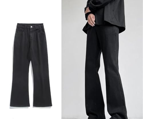 Men’S Loose Fit Straight Leg Denim Jeans with Zipper Fly Mid Waist High Street Sand Wash Pants2