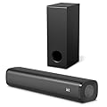 Wohome Sound Bar for Smart TV with Wired Subwoofers, 2.1 Channel Small TV Speakers Sound Bar with Colorful Backlight, Home Theater Surround Sound System, Bluetooth 5.3 / Optical/AUX Connectivity