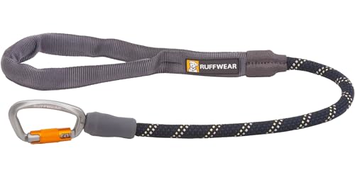 RUFFWEAR Knot-a-Long Kurze Hundeleine, kein Ziehen, 0,7 m Lange Hundeleine mit gepolstertem Griff, leichte und robuste Hundeleine, Anti-Tangle- und Anti-Pull-Hundetrainingsleine, Obsidianschwarz